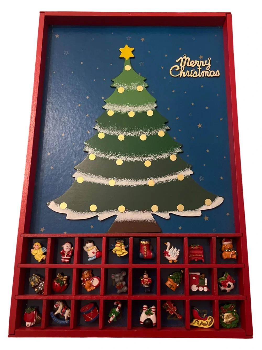 Vintage Advent Christmas Tree Magnetic Wooden 1980-90